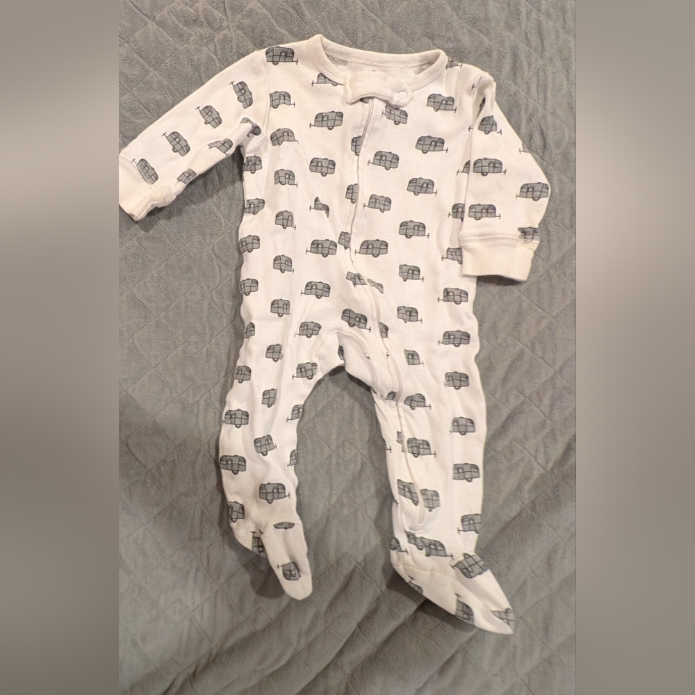 Touched By Nature 3-6M White and Gray Kids One Piece